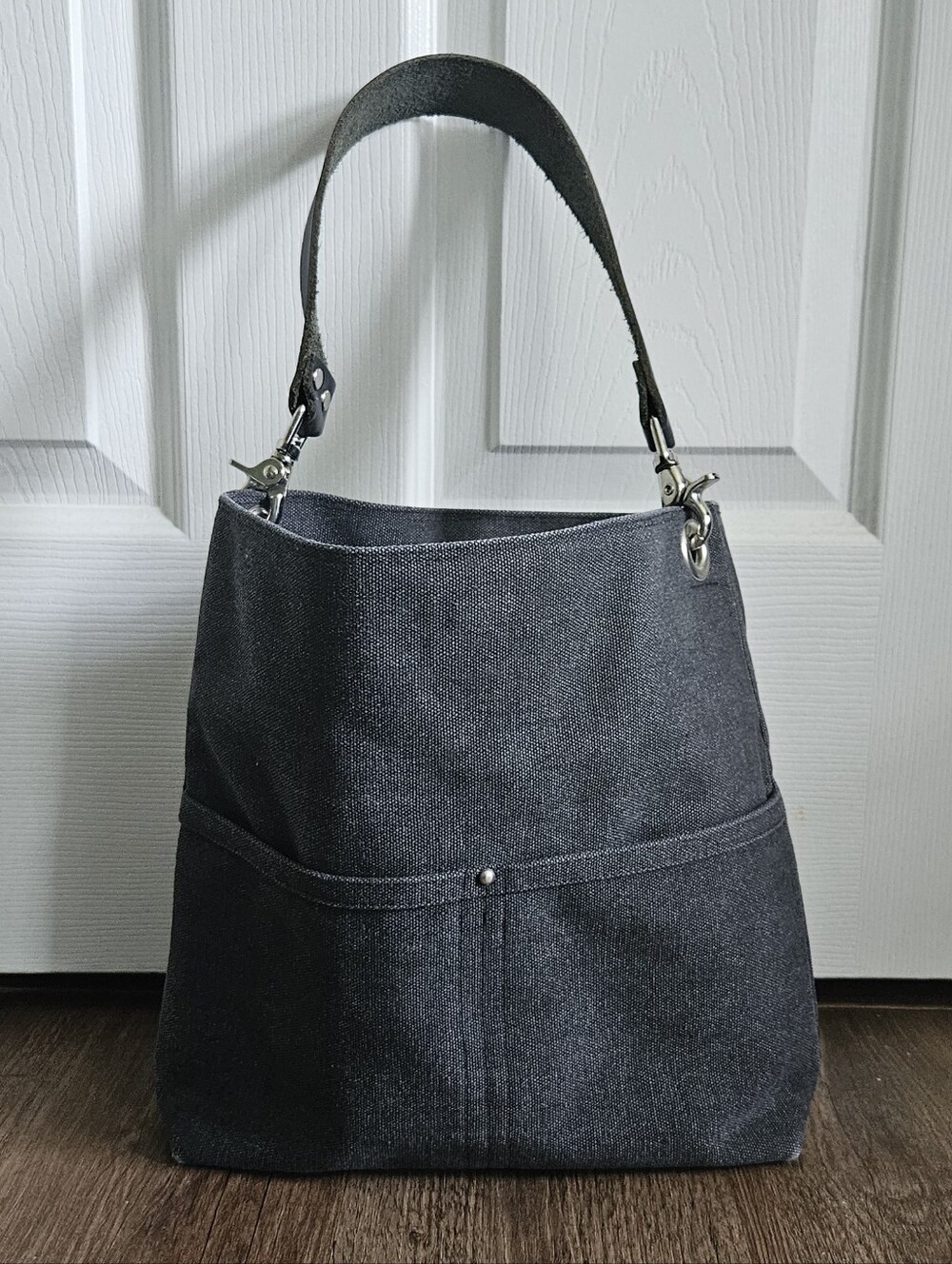 Classic Grey Canvas Shoulder Bag - Independent Reign Bucket Bag